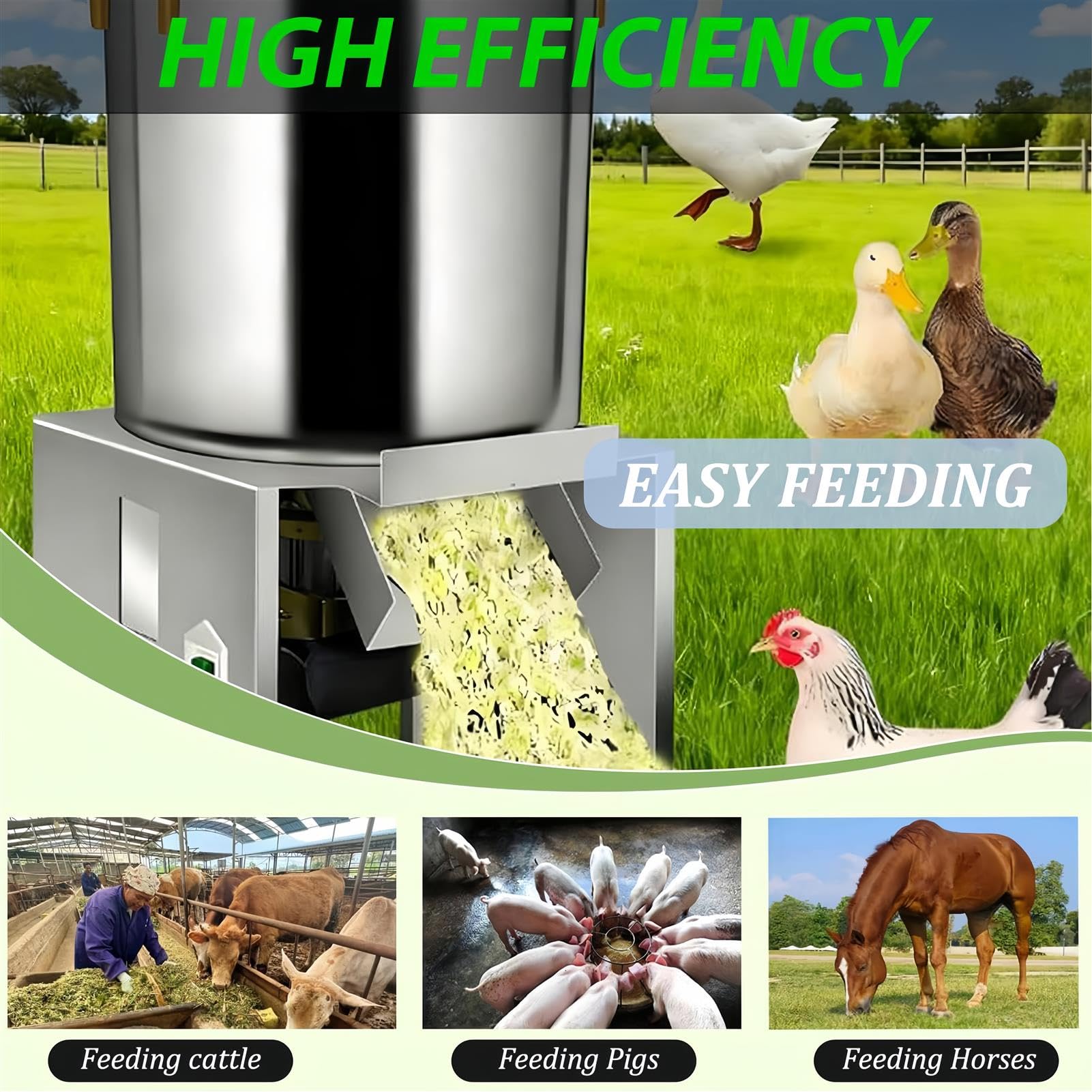 Tritatutto Elettrico Professionale per Mangimi Avicoli, 3500 Giri/Min, Produzione: 50-120 kg/H, Acciaio Inossidabile, Ideale per Aziende Agricole, Allevamenti E Pascoli