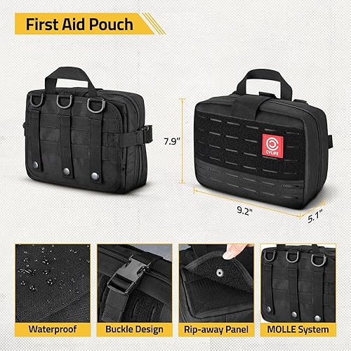 Miniatura 7 de CVLIFE Kit de primeros auxilios de supervivencia de emergencia con bolsa táctica, cuidado integral del trauma, ideal para automóvil, campamento,