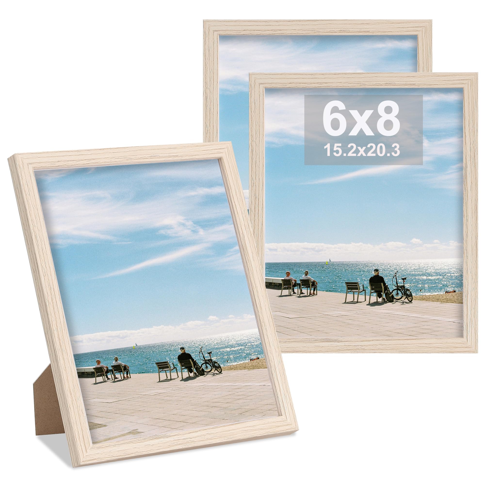 LYYYYX 8x6 Picture Frame 3 Pack Wooden Photo Frame with Acrylic Glass,Stand Tabletop Wall Hanging Poster Frame for Display Landscape
