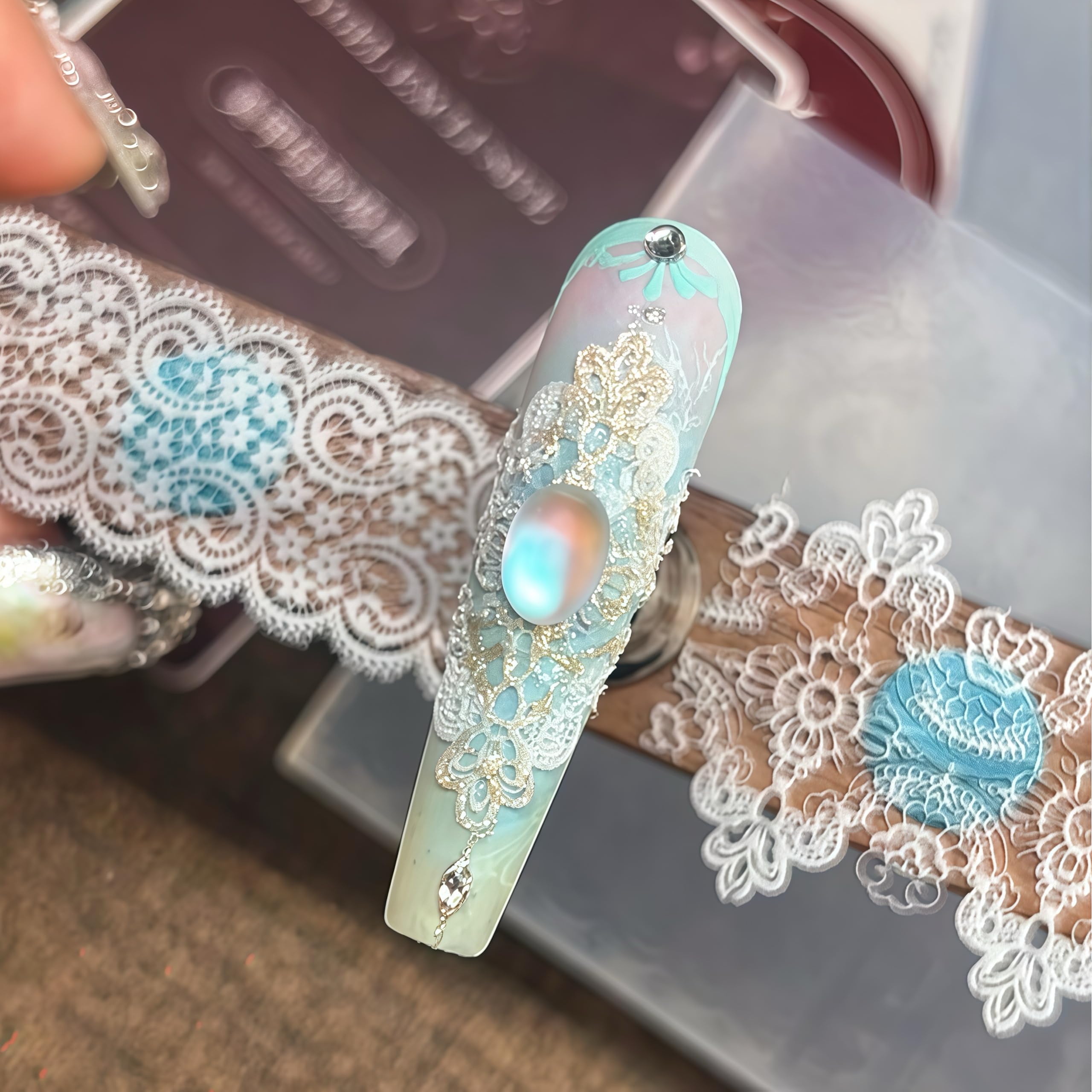 Design 3D en dentelle pour ongles outil en silicone