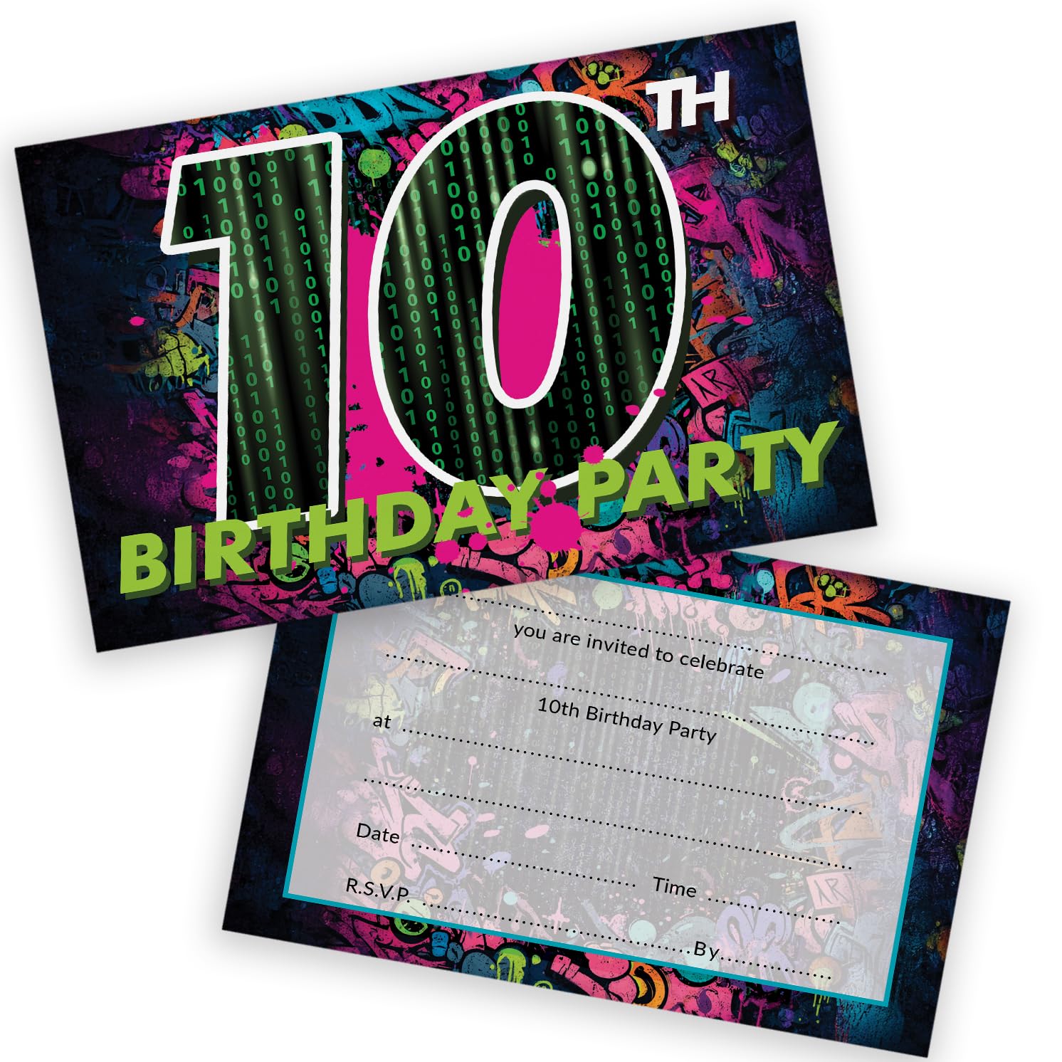 Stuff4 Playful 10th Birthday Party Invitations, Level Up the Party Vibes