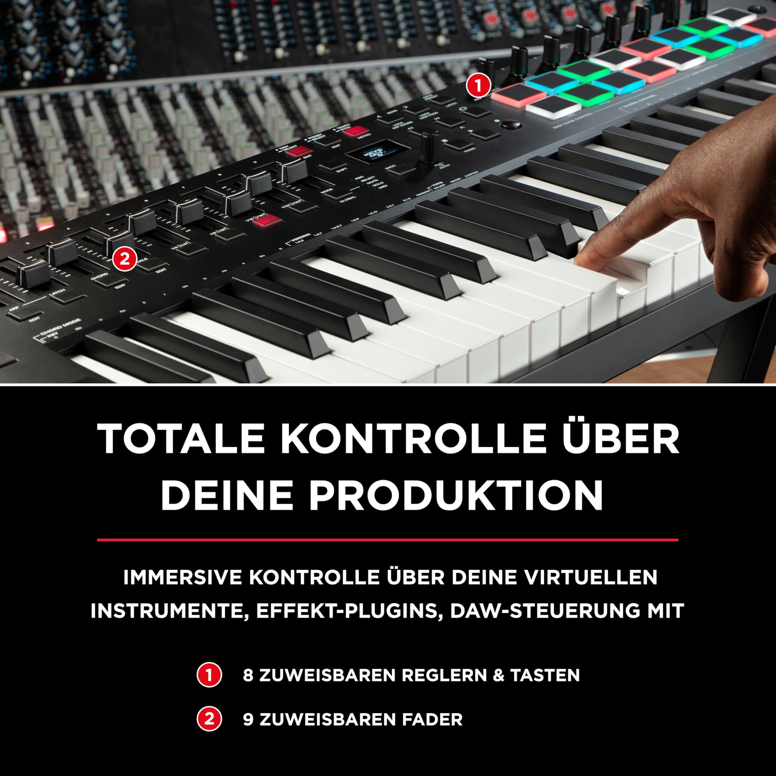 M-AUDIO Oxygen Pro 49 und HDH40-49-Tasten USB MIDI Keyboard Controller mit Beat Pads und Over-Ear Studiokopfhörer mit 2.7 m Kabel für Studiomonitoring