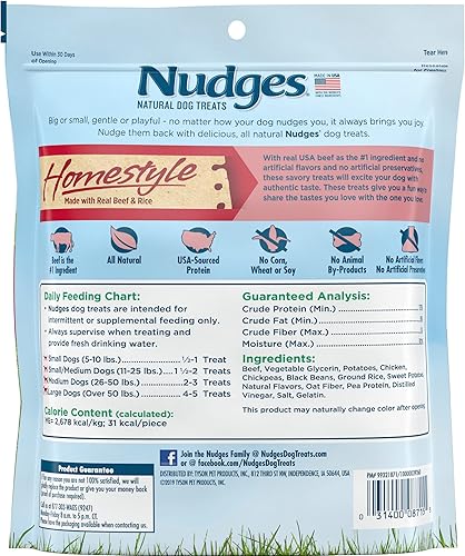 Miniatura 9 de Blue Buffalo Nudges Homestyle - Golosinas naturales para perros, pollo y tocino, bolsa de 16 onzas