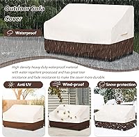 Vista 7 de Bitubi Funda impermeable para sofá de patio, funda de sofá resistente de 3 plazas para exteriores, tamaño de hasta 76 pulgadas de ancho x 32.5
