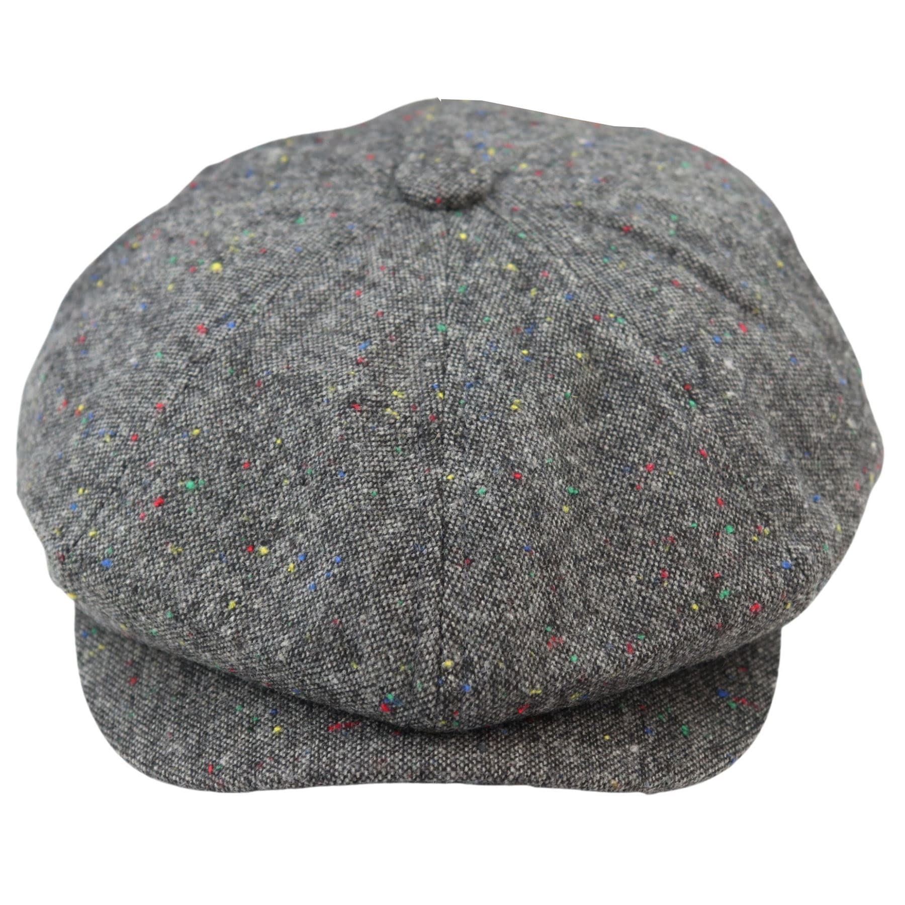 Truclothing Boys Grey 8 Panel Baker Cap Shelby Hat Wool Vintage Tweed Classic Light Razor - M/L