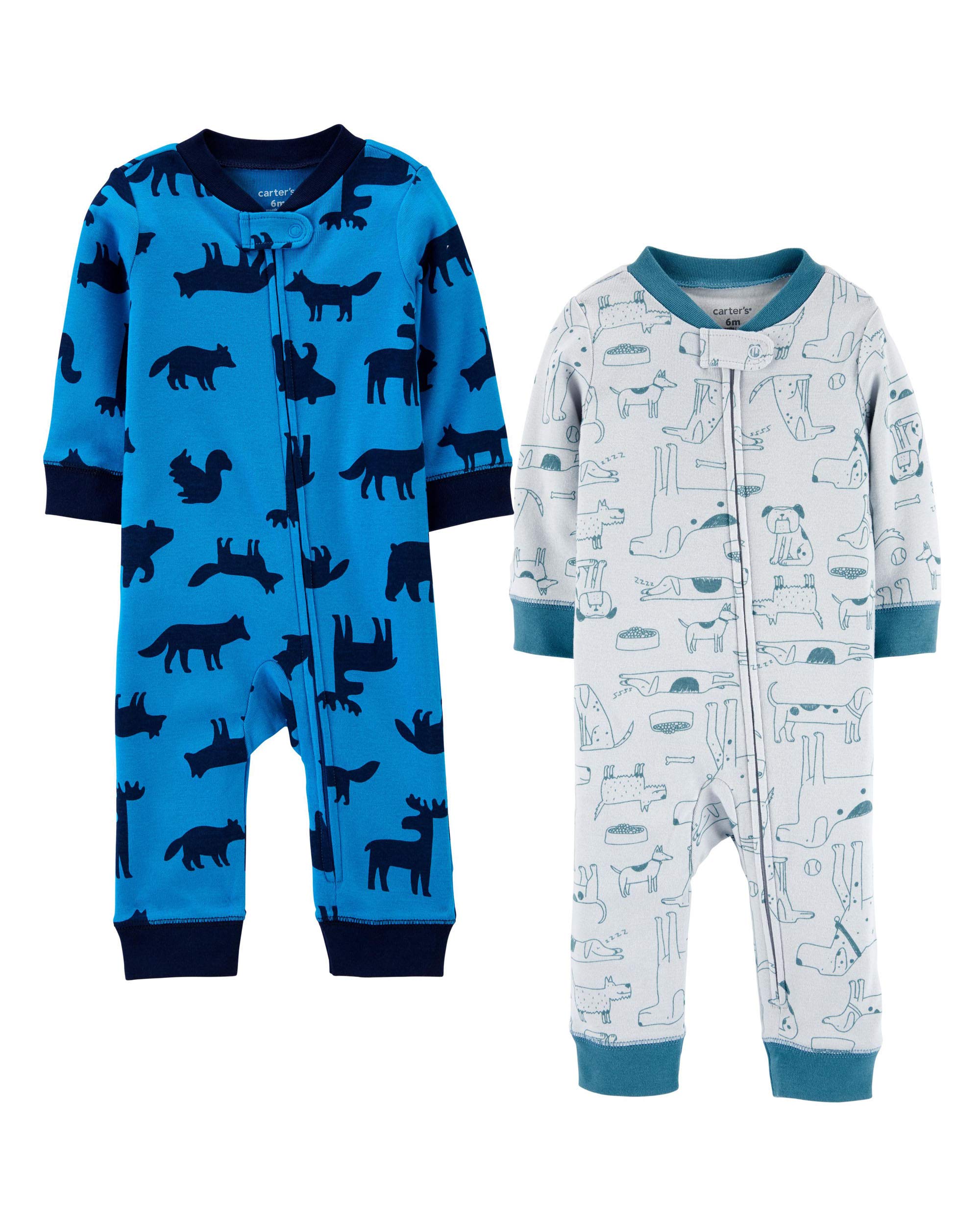 Carter's - Paquete de 2 pijamas de algodón con cierre para niños