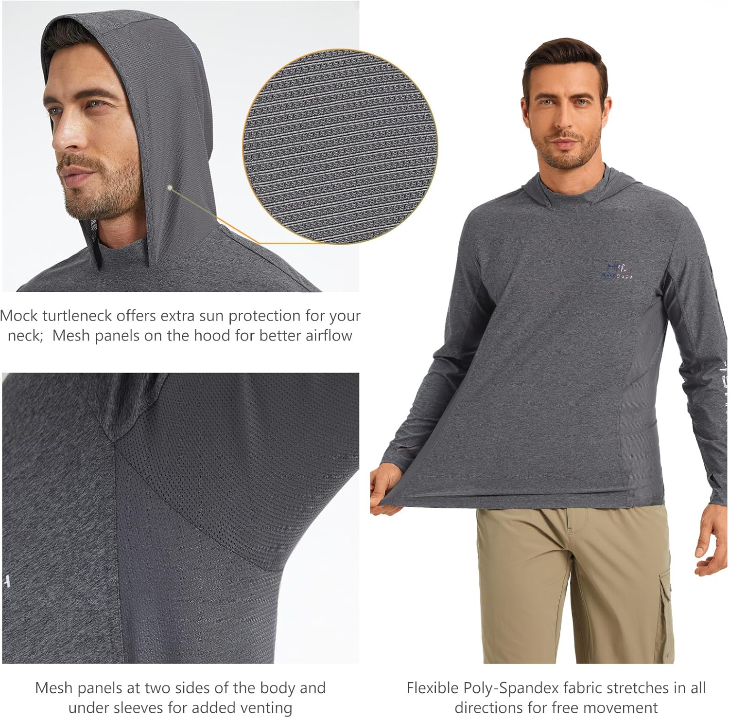 BASSDASH Men’s UPF 50+ Graphic Fishing Hoodie Shirts UV Sun Protection Long Sleeve Moisture Wicking Performance FS48M - Image 4