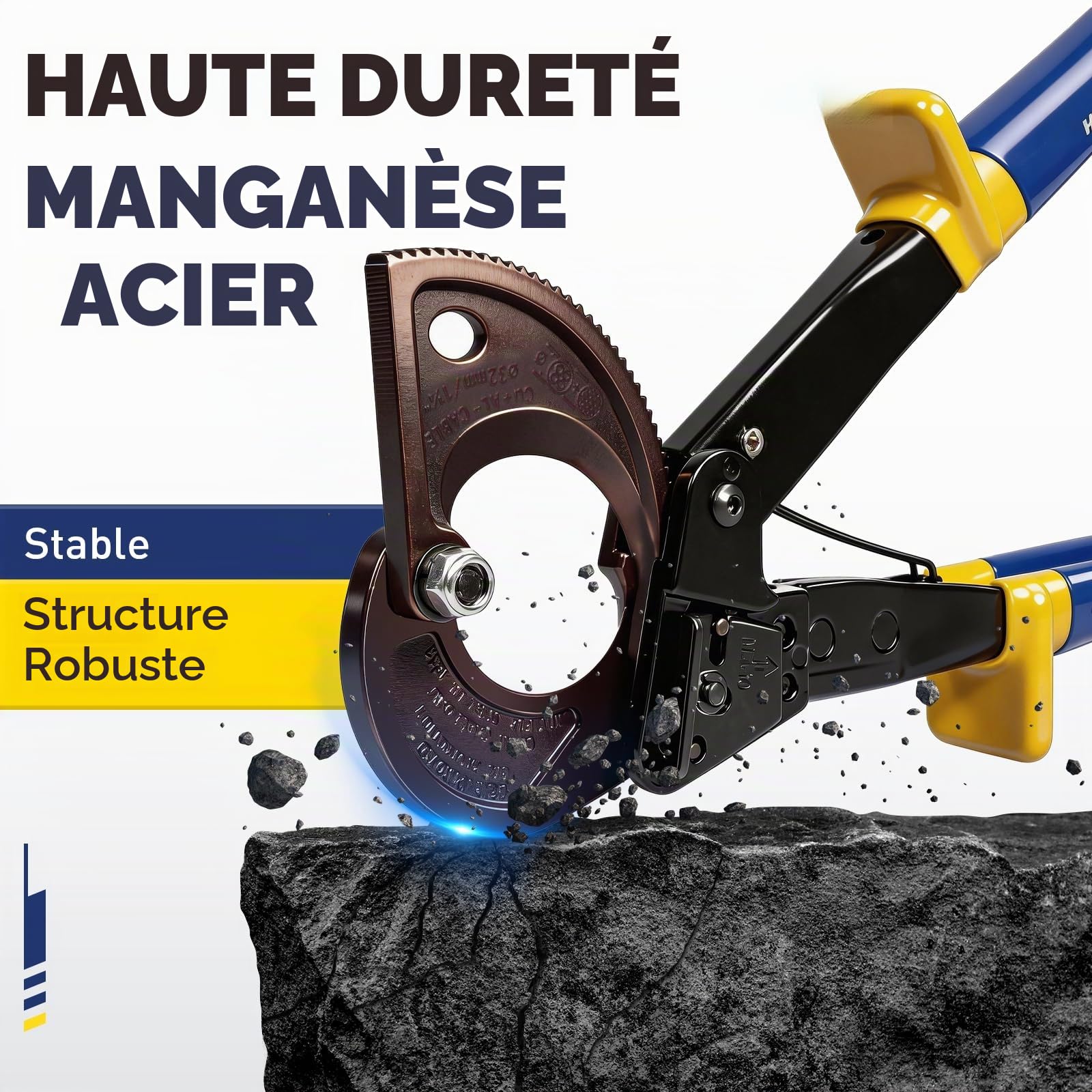 Haisstronica Coupe-câbles cliquet cuivre aluminium 500 kcmil