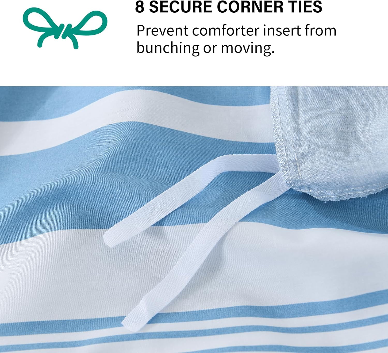 Duvet Cover King - 100% Cotton Striped Duvet Cover King Size, 3 Pieces Modern Ultra Soft Breathable Texture Bedding Duvet Covers Set for All Season (Blue, 104"x90", No Comforter)