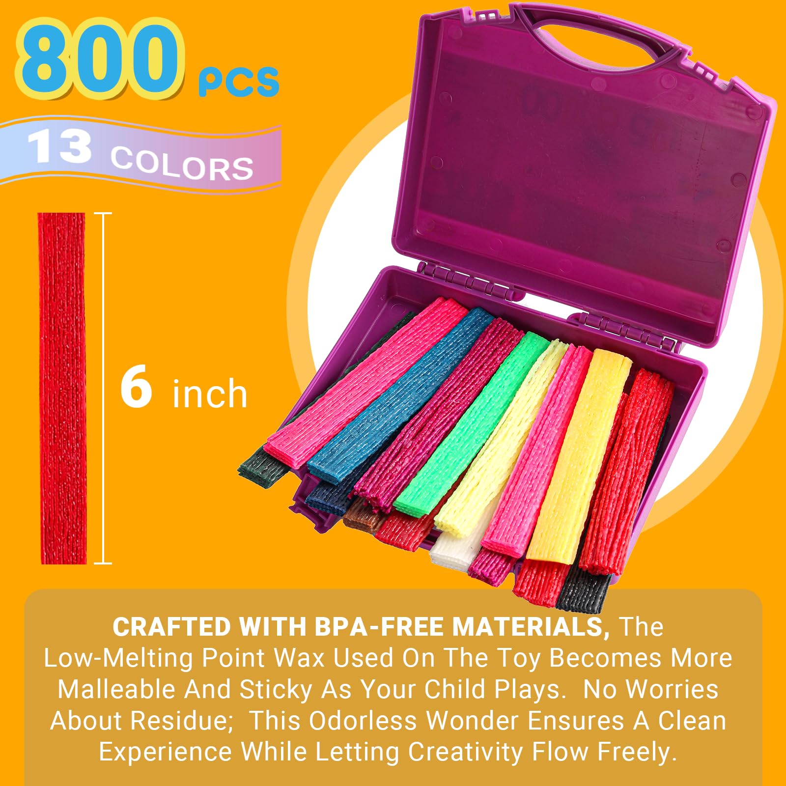 Amazon.com: CALPALMY Wax Craft Sticks 800PCS - 13 Neon
