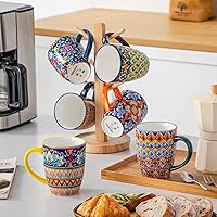 Vista 7 de vancasso 16 oz Coffee Mugs Set of 6, Large Ceramic Mug with Handle, Boho Coffee Cups for Latte, Cappuccino & Hot Chocolate, Dishwasher & Microwave