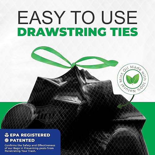 Miniatura 2 de Mint-X Bolsas de basura repelentes de roedores, 1.3 mil, sello plano, 58 pulgadas de alto x 38 pulgadas de largo, color negro (paquete de 100)