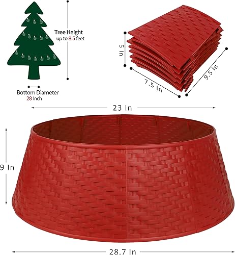 Miniatura 9 de Blissun Collar de árbol de Navidad, anillo redondo de plástico para árbol de Navidad de 28.7 pulgadas de profundidad, falda de árbol de Navidad para
