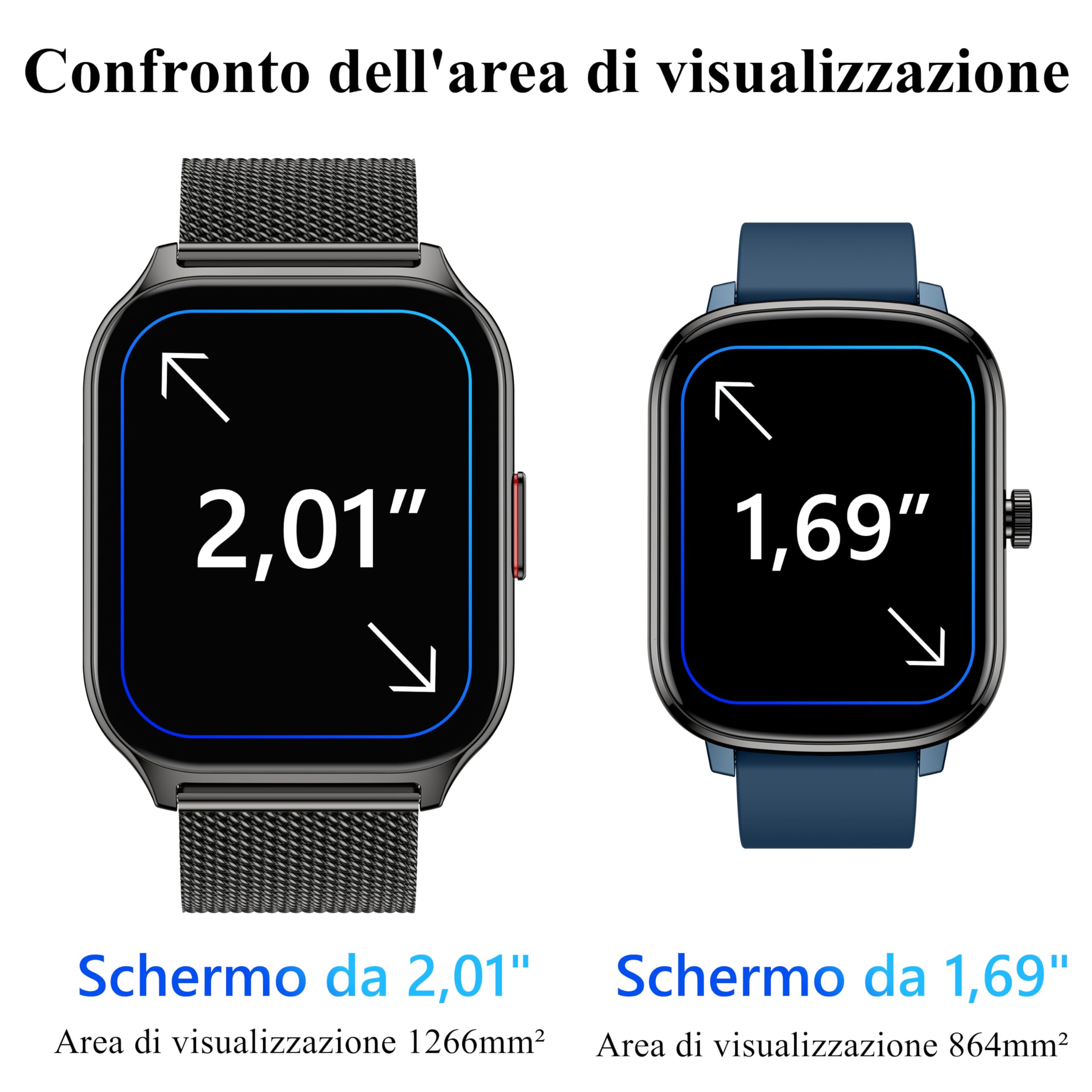 Popglory Smartwatch, Uomo Donna Effettua/Risposta Chiamate Orologio, 100+ modalità Sportive Fitness, SpO2/Pressione Sanguigna/Sonno Monitor, 24H Cardiofrequenzimetro, Compatibile con iOS/Android