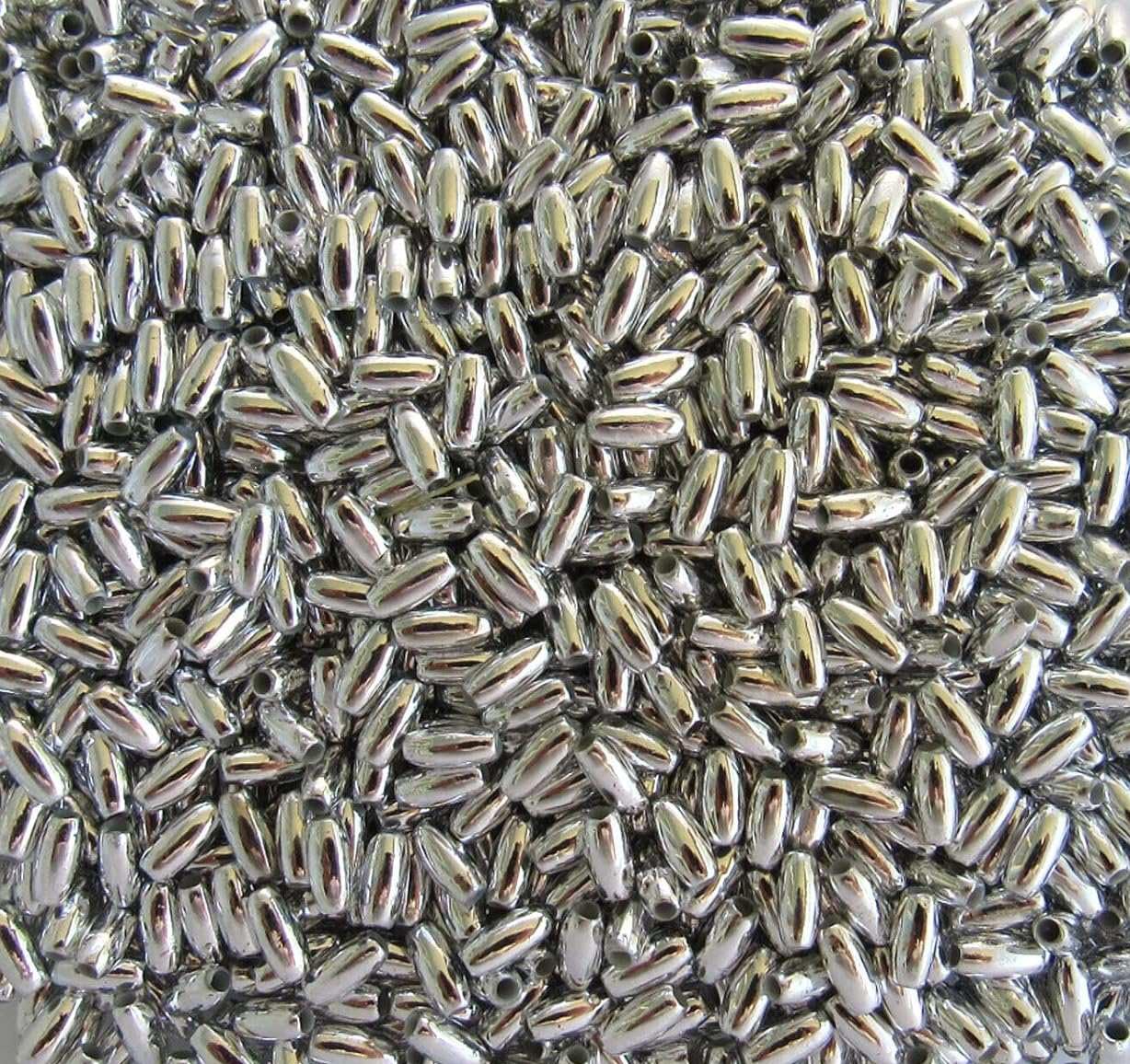 Pearl Silver Oat/Rice 3mm x 6mm UPOV Acrylic/Faux/Plastic Beads 500 Pieces