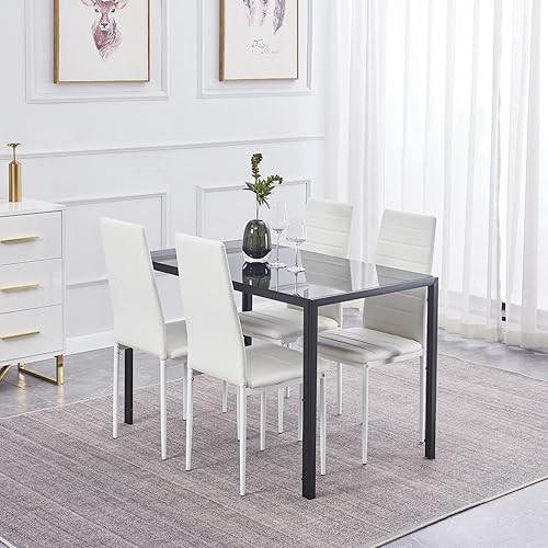 Miniatura 9 de ROOIOME Juego de 2 sillas de comedor de poliuretano con asiento acolchado, sillas de cocina modernas, juego de 2 sillas de mediados de siglo para