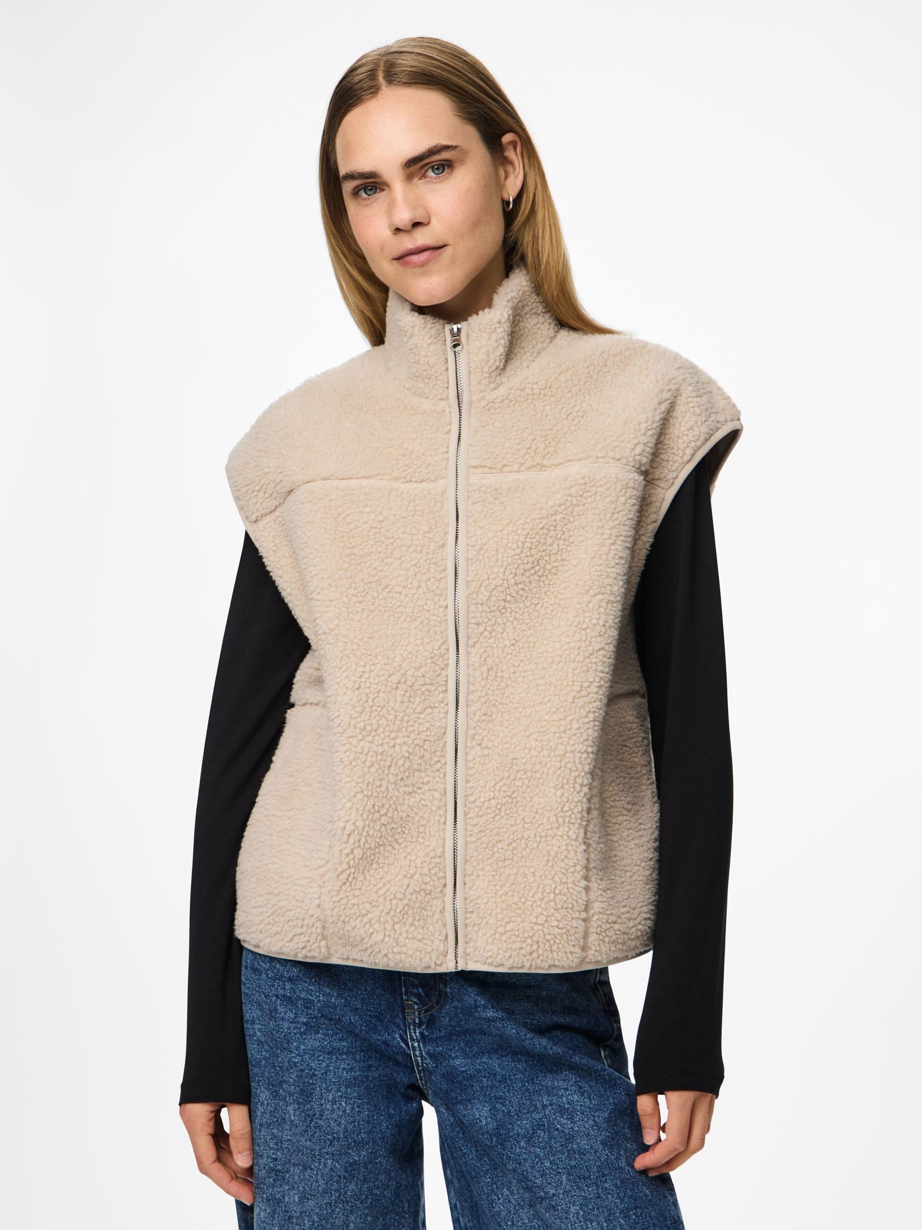PIECES Pcsadia Teddy Vest Noos Bc Pcsadia - Gilet Teddy Noos Bc Donna (Pacco da 1)