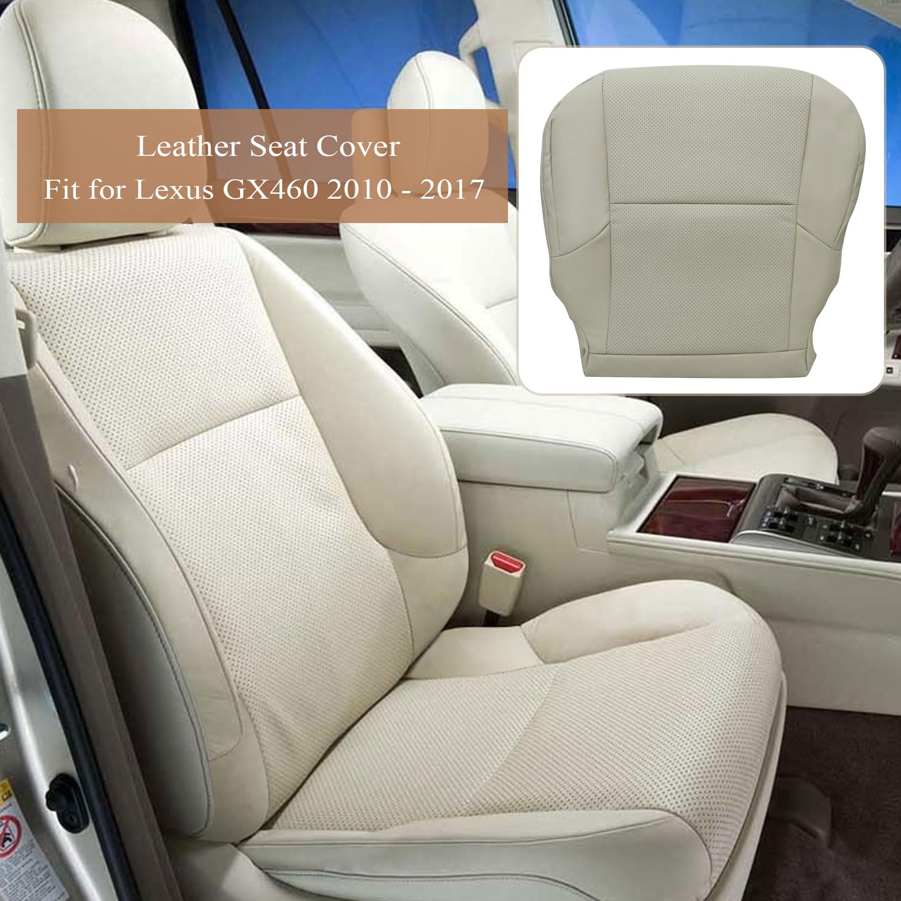 Kierowca i pasażer dolny perforowany jasnobrązowy pasuje do Lexus GX460 2010 2011 2012 2013 2014 2015 2016 2017 skórzany pokrowiec na siedzenie