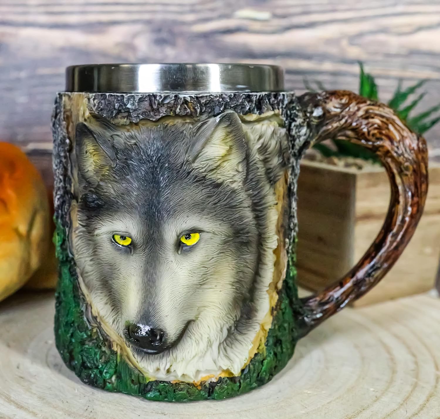 Amazon.com | Ebros Totem Spirit Alpha Gray Wolf Mug Textured With
