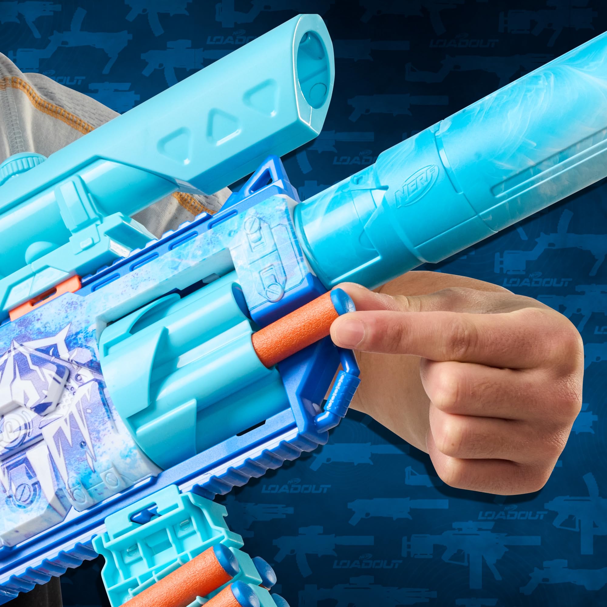 Nerf Loadout FrostFusion Blaster, 4 Interchangeable Attachment