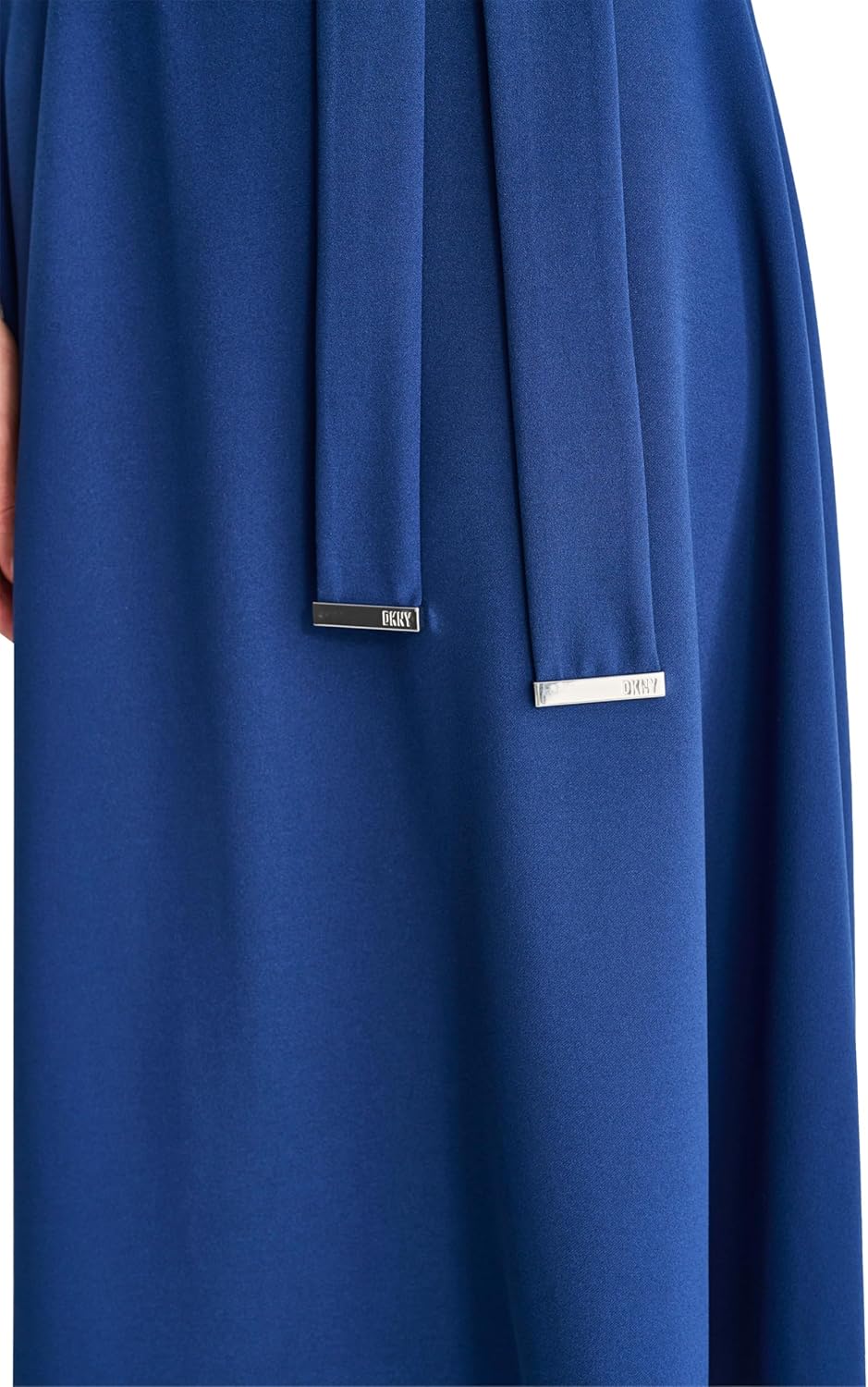 DKNY Womens Short Ruched Sleeve Jewel Neck Midi Dress with Removable Belt - Image 6