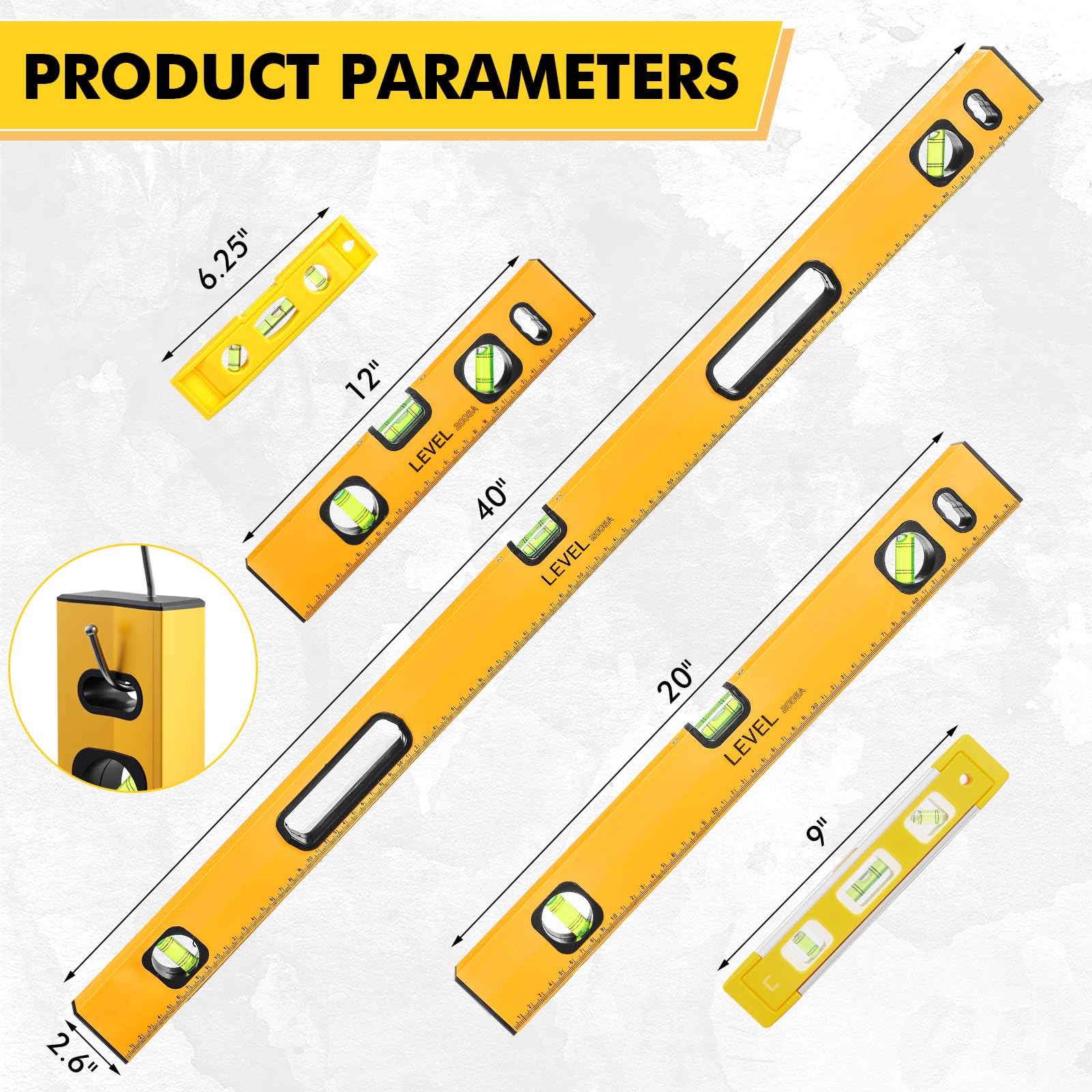 Kingdder Spirit Level Set - 5 Piece Magnetic Levels -2
