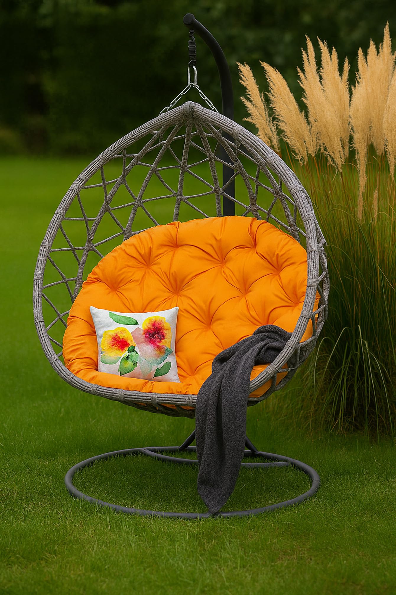 Cojín para sillón colgante, 130 x 100 cm, cojín para cesta colgante, cojín, cesta colgante, cesta de columpio, cojín de respaldo (naranja)