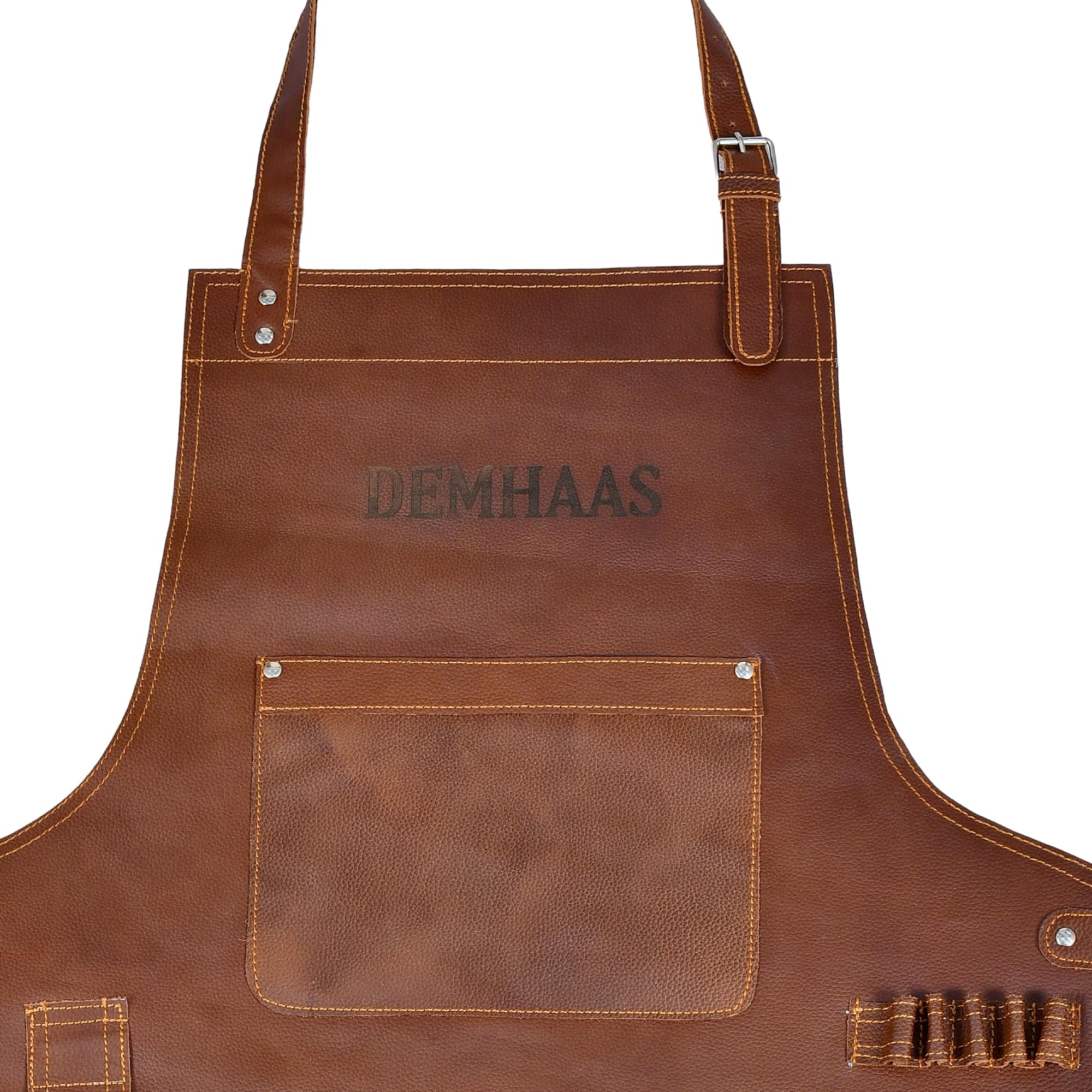 Grembiule da barbecue in vera pelle, realizzato a mano, da uomo, per barbecue, barbecue e cucina, con tasche, cinghie regolabili