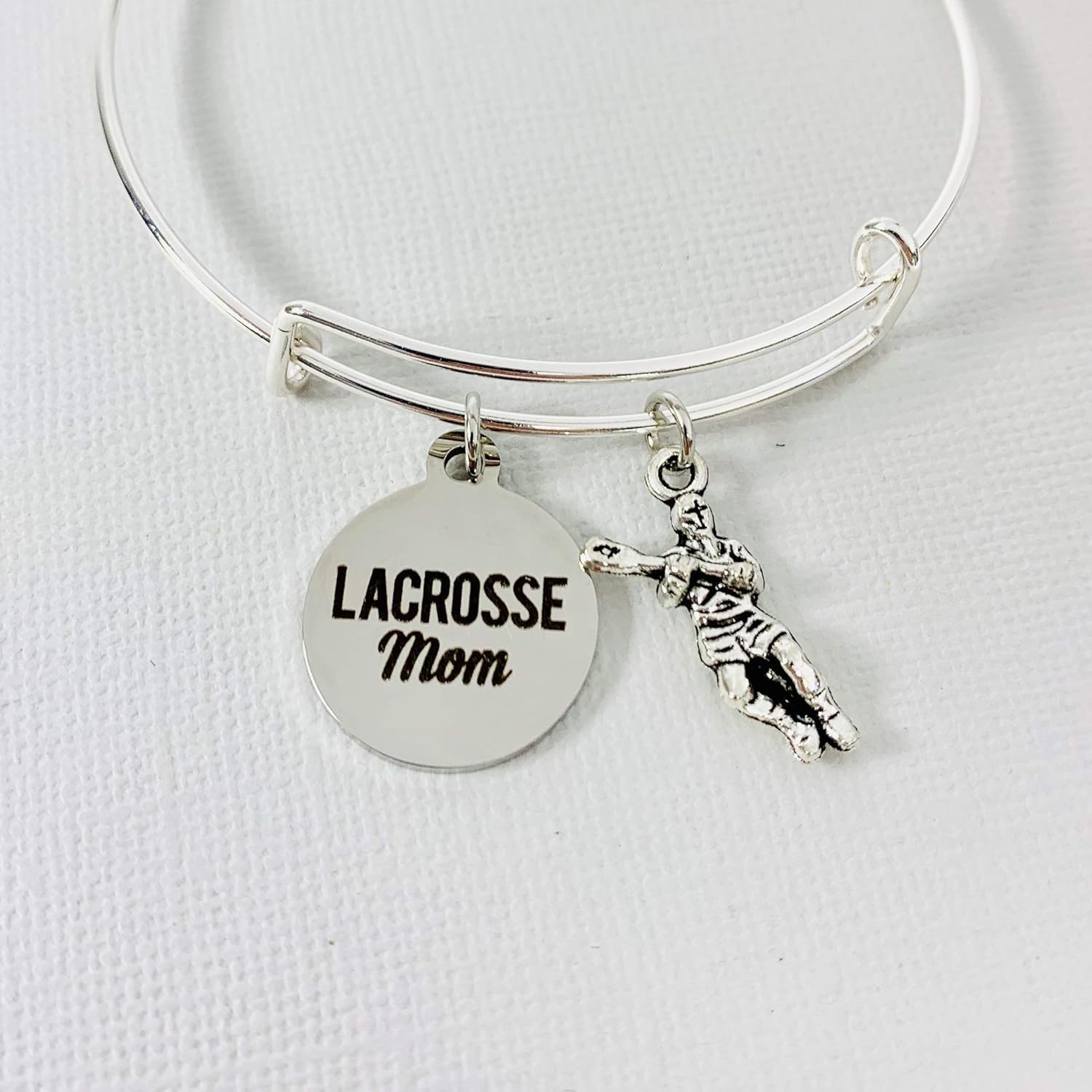 Lacrosse Mom adjustable bangle charm bracelet, Gift for Lacrosse Player - Image 4