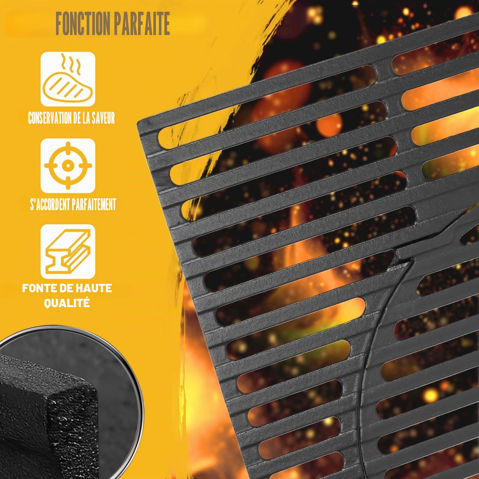 GFTIME Switch Grid 66095 Grille de cuisson en fonte 48 x 67,8 cm pour Weber Genesis II E-310, S-310, LX E-340/S-340, 310/335, EX315, grille en fonte massive