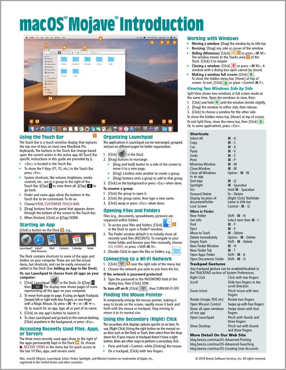 macOS Mojave Introduction Quick Reference Guide (Cheat Sheet of Instructions, Tips & Shortcuts - Laminated Guide) Pamphlet – November 12, 2018