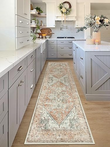 Miniatura 5 de LIVEBOX Alfombra lavable a máquina de 2.5 x 8 pulgadas, con medallones, alfombra larga de cocina, alfombra decorativa ultrafina para mesita de