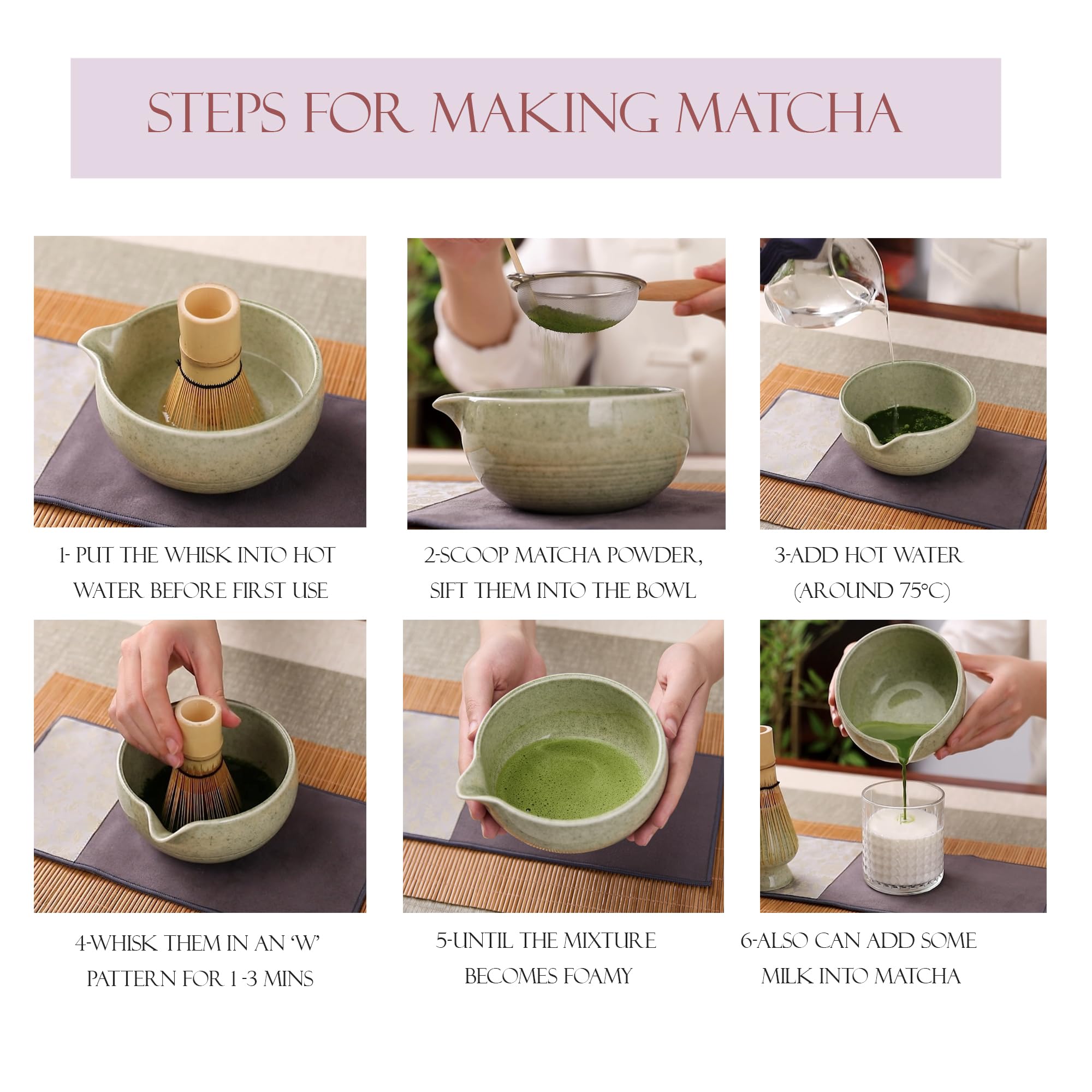 9-Piece Matcha Whisk Set, Complete Japanese Matcha Kit Tools with Ceramic Bowl, Bamboo Whisk & Scoops, Tea Ceremony Set in Elegant Gift Box, Mother’s Day Gift for Women (Matcha Green)