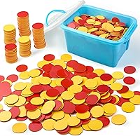 TOMMYHOME Plastic Two-Color Math Counters for Kids - 1000 PCS Red/Yellow Double-Sided Counting Manipulatives Chips