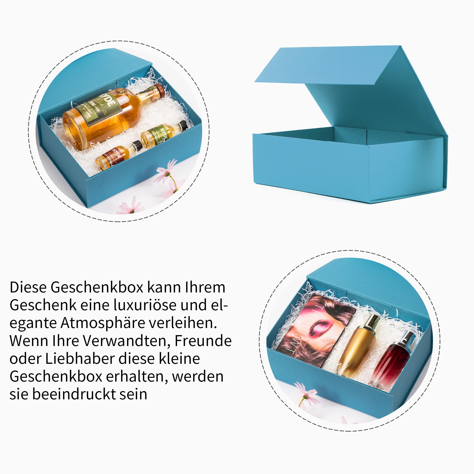 ADEL DREAM Faltende Geschenkbox für Kleidung (10 Stück, Groß Saphirblau)