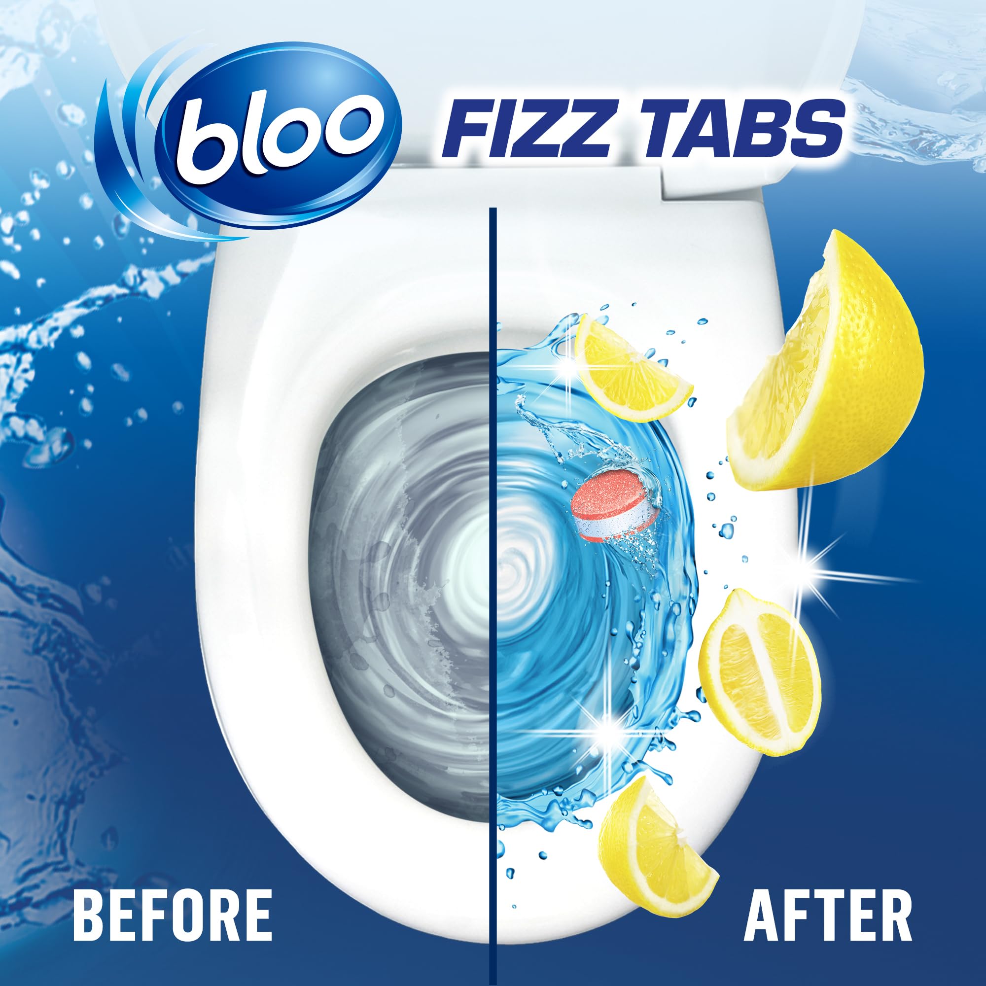 Bloo Power Fizz Tabs, 8 pastiglie anticalcare per pulizia profonda del WC, 8 x 22,5 g x 8