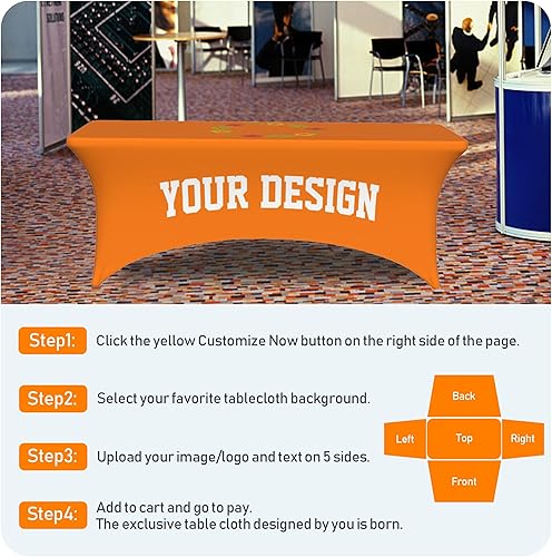 Miniatura 2 de Mantel personalizado con texto del logotipo de la empresa, mantel personalizado, mantel de elastano elástico personalizado para eventos de ferias
