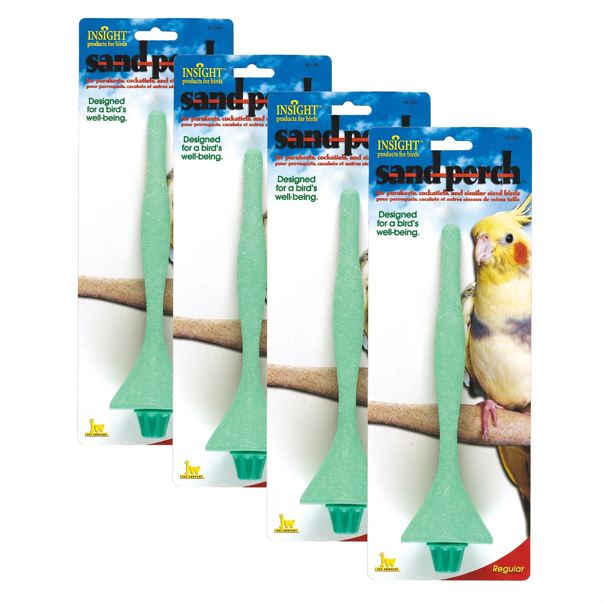 JW Pet Company Insight Sand Perch Bird Accessory, Regular, Assorted Colors (Pack of 4)