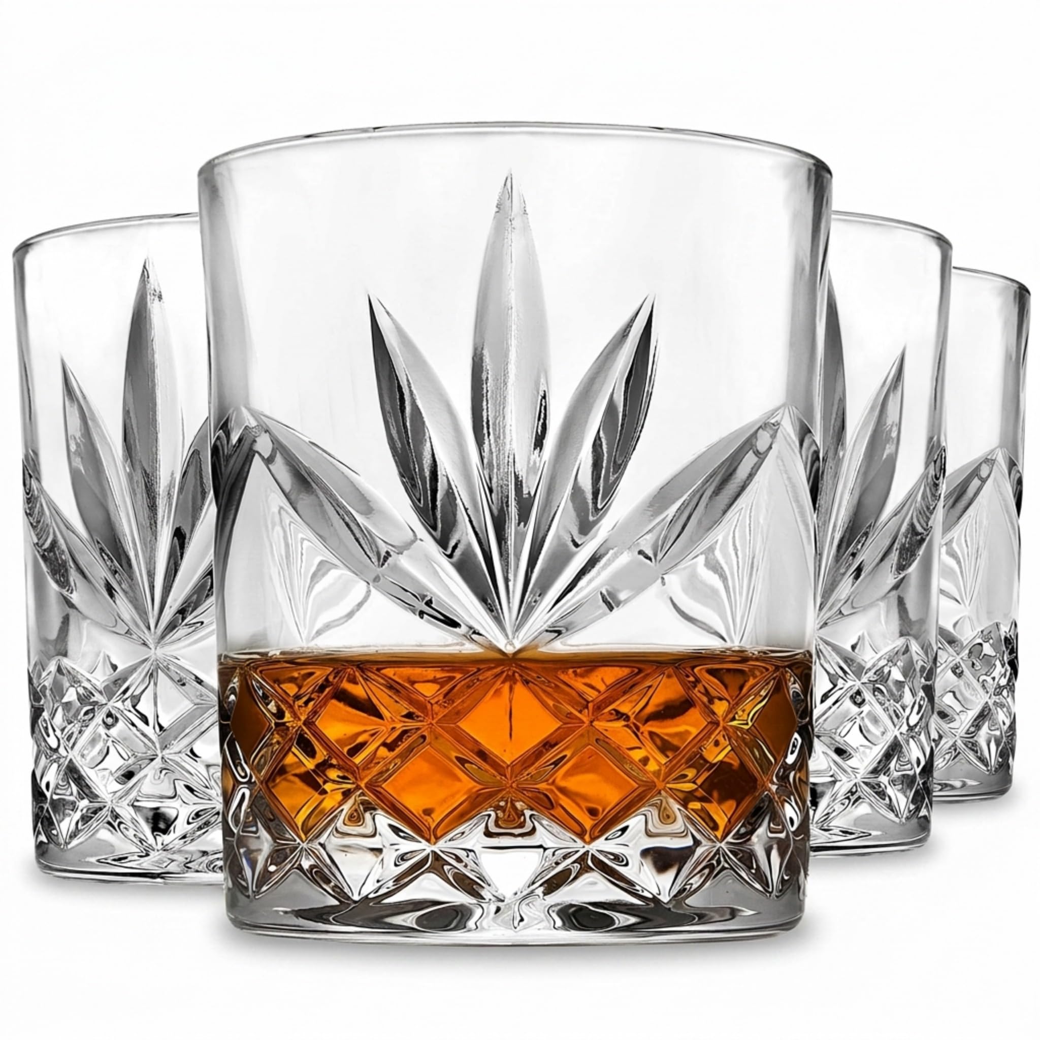 Old Fashioned Whiskey Glasses, Drinking Glasses for Scotch, Cocktails, Water, Juice - Set of 4