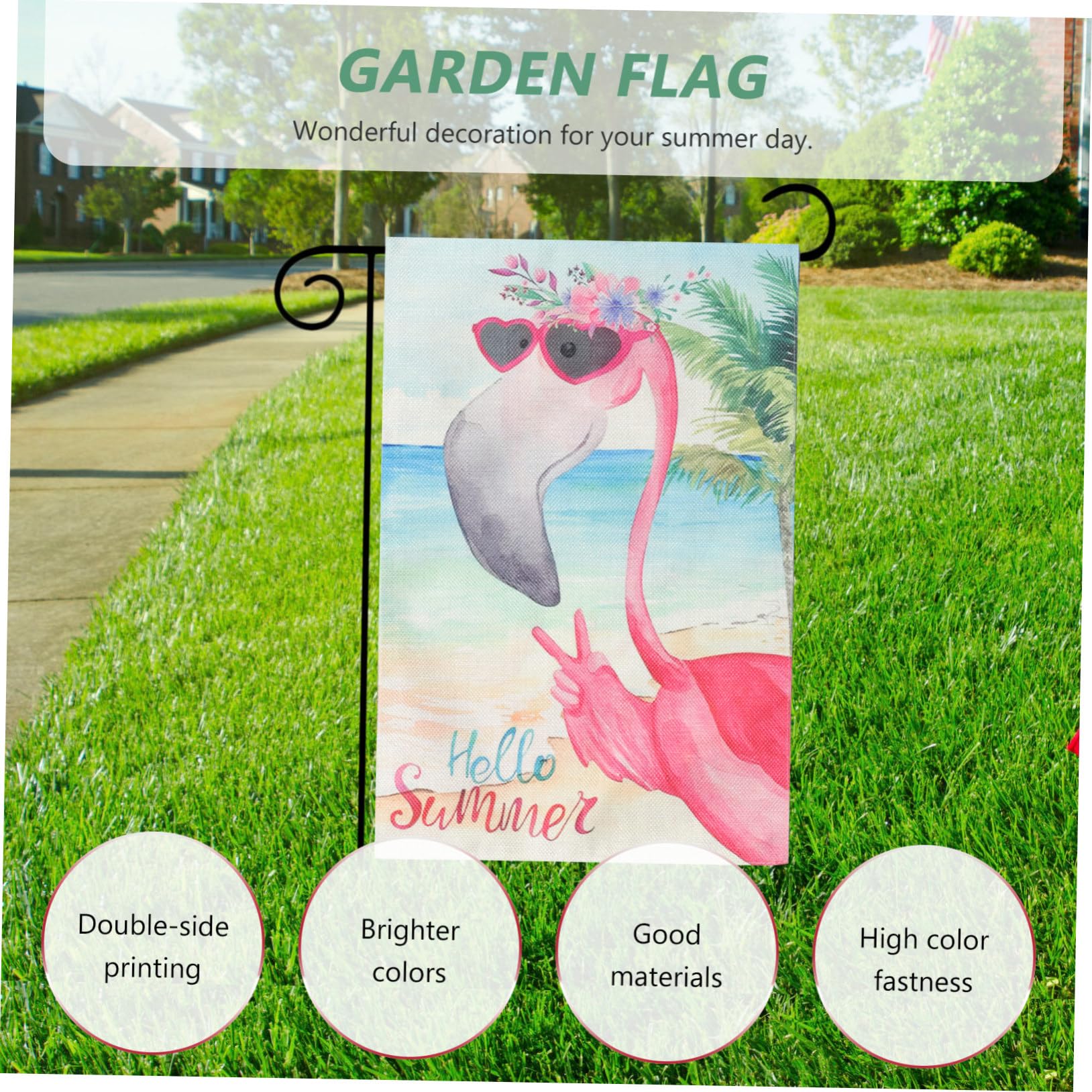 VINTORKY Garden Decorations Flag Summer Flags Flamingo Garden s Welcome s Outdoor s Summer Welcome House s Outside s Double Sided Decorative - Image 2