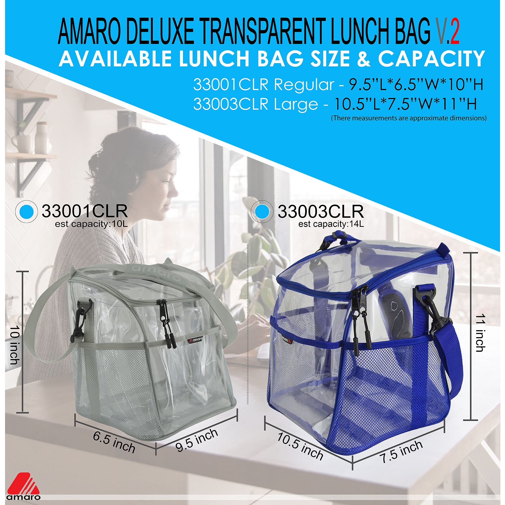 Amazon | Amaro Delux 0.5mm クリアランチバッグ 大人用 V2用
