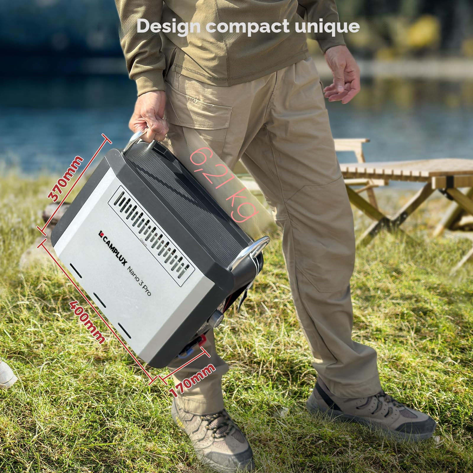 CAMPLUX Portatif Chauffe-Eau à Gaz 3 L/min avec Pompe à Eau Nano 3 Pro-DE, GPL, 50mbar, pour Douche Extérieure/Camping/Caravaning, Nano Série