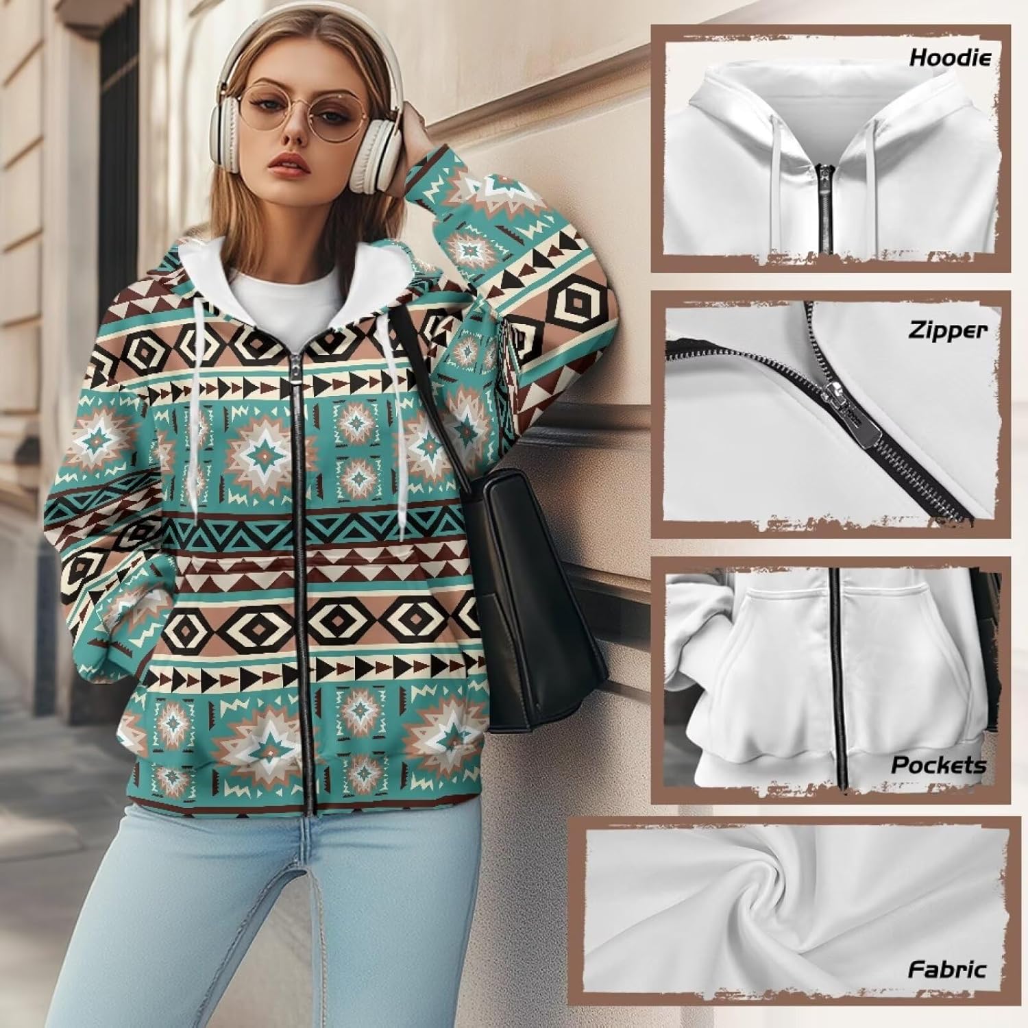 Suobstales Women's Oversized Full Zip Up Sweatshirts Jacket 2024 Fall Fleece Long Sleeve Hoodies Casual Coat Sweaters Outfits - Image 6