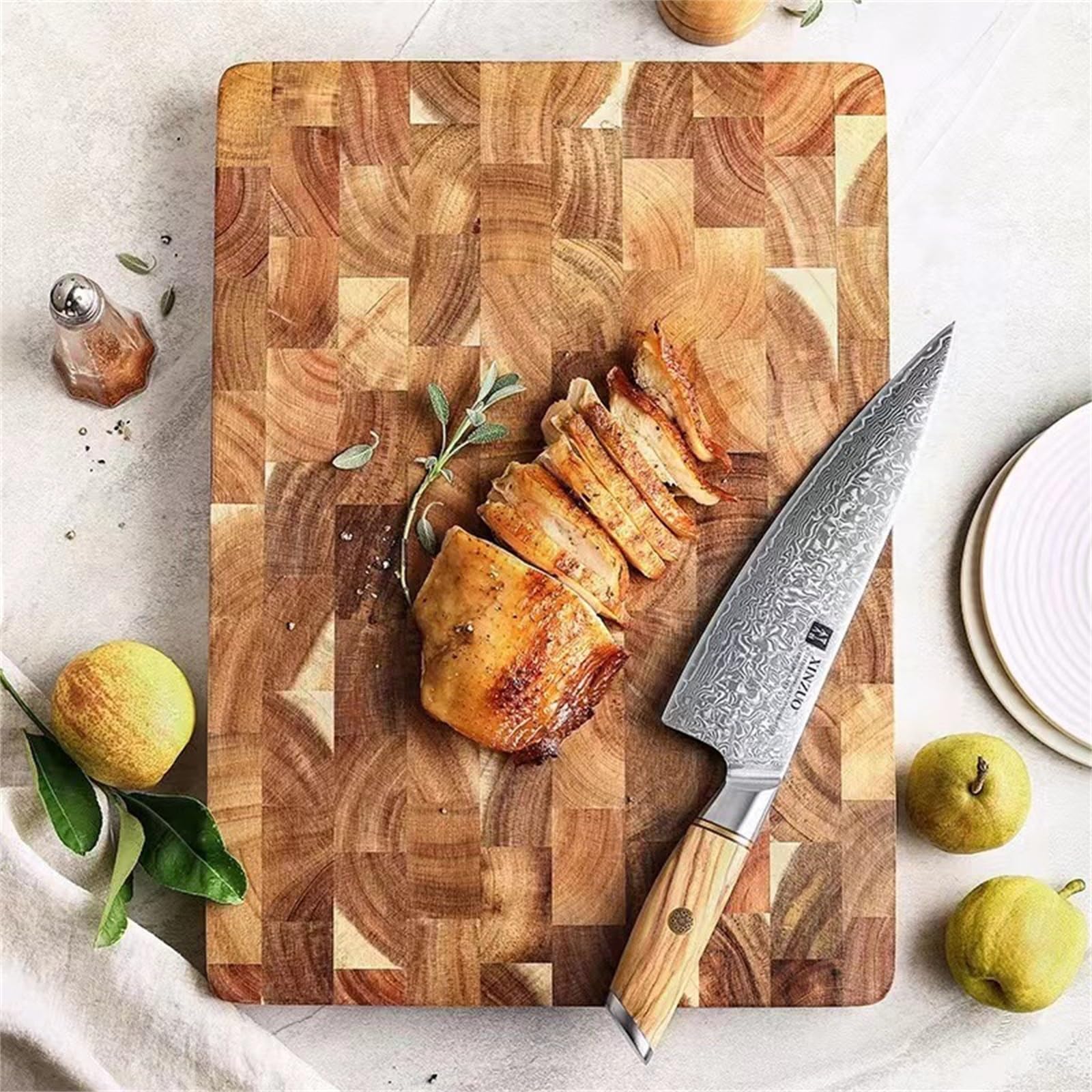 di legno, Tagliere in legno for carne e verdure marrone 34x24x2,5cm