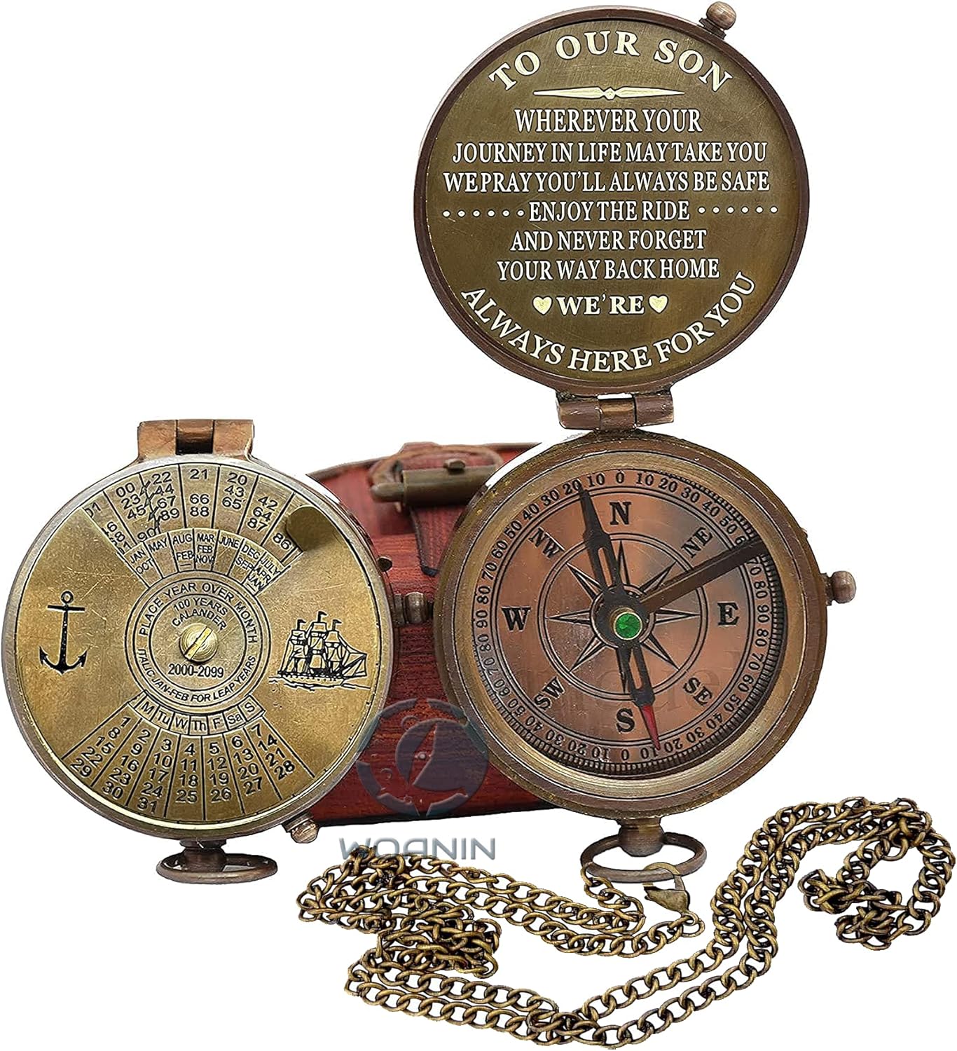 Engraved to My Son Calendar Compass, Personalized Compass Gift for Son/to Our Son Gifts/Son Gift