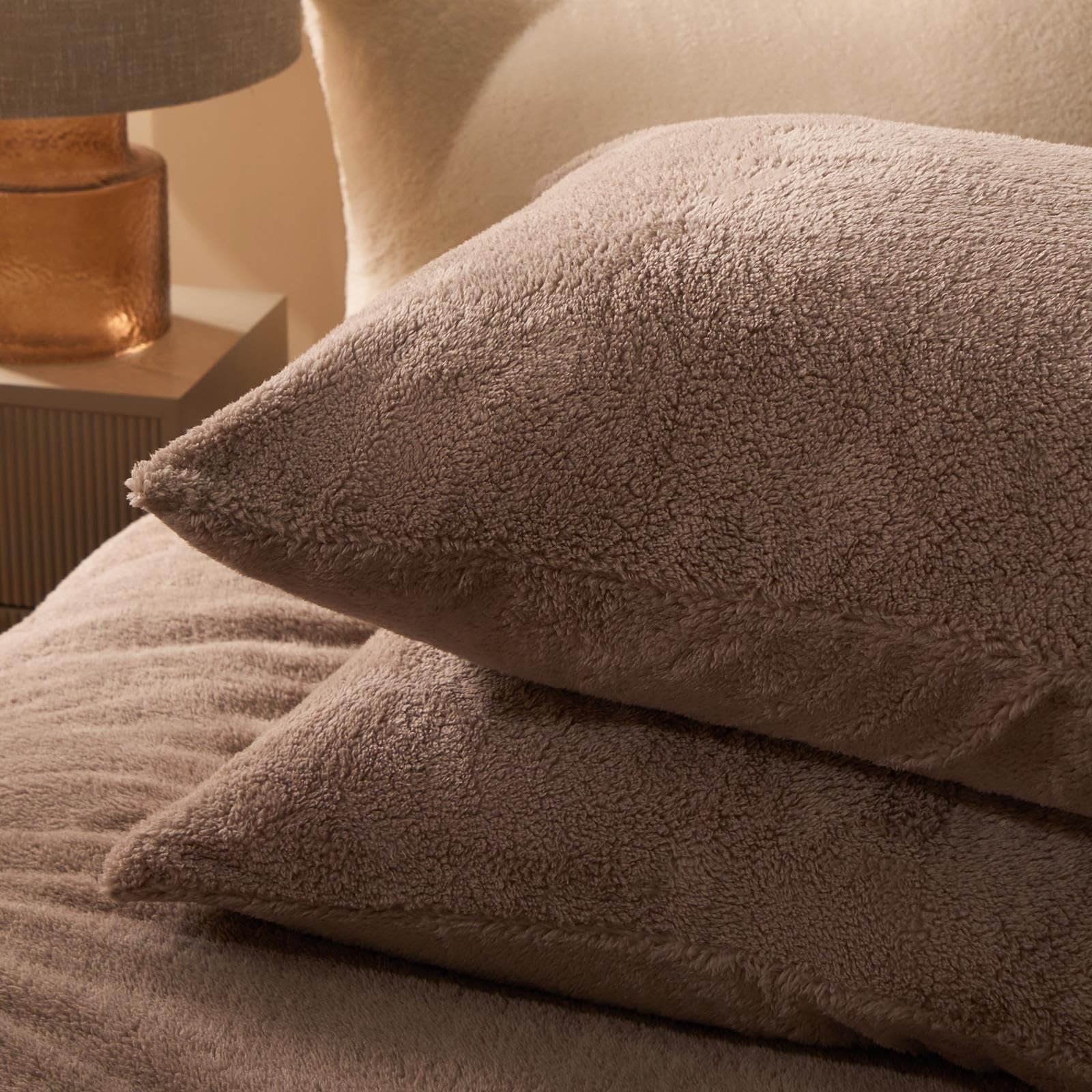 OHS Standard Pillow Case - Teddy Fleece - Light Brown