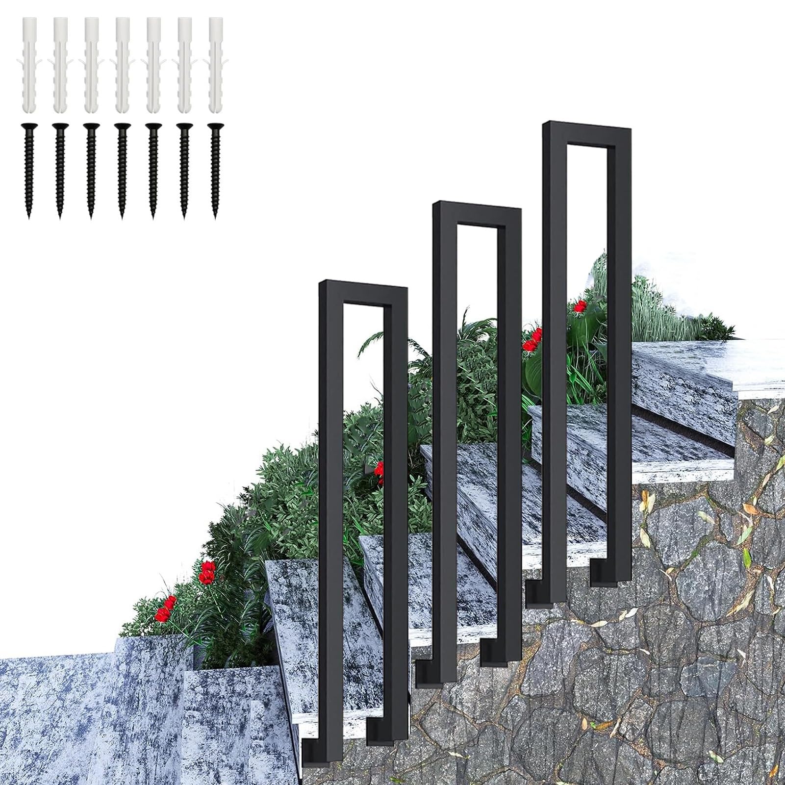 Garde-corps en fer forgé pour escalier extérieur stable face aux chutes