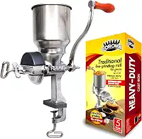 Moedor de milho Corona com funil alto, moedor de grãos, moedor manual para milho, arroz, soja, pimenta, grão de bico, moedor de trigo de ferro fundido para uso doméstico