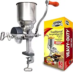 Moedor de milho Corona com funil alto, moedor de grãos, moedor manual para milho, arroz, soja, pimenta, grão de bico, moedor de trigo de ferro fundido para uso doméstico