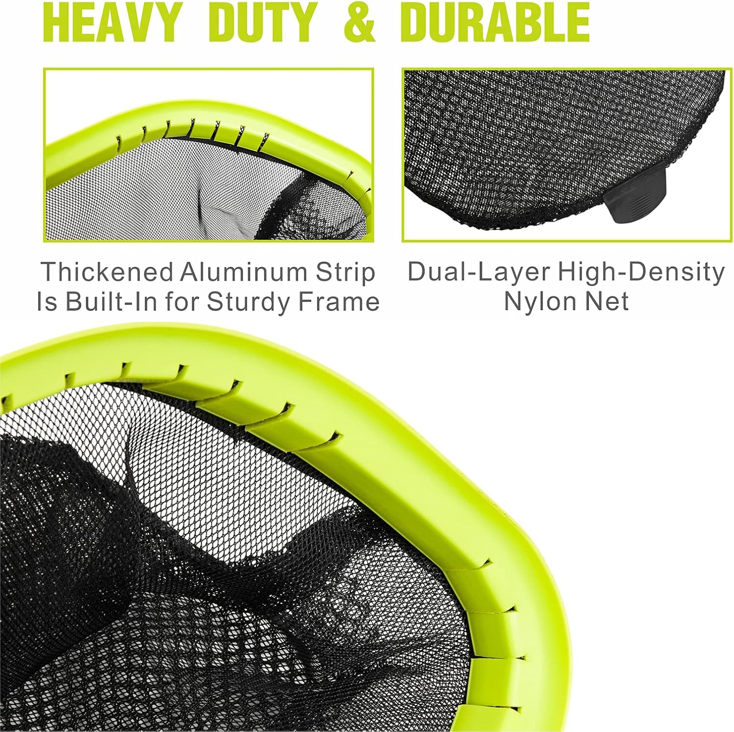 urchindj Pool Skimmer Net Heavy Duty, Aluminum Reinforced Frame Pool Cleaning Net, Double-Layer Deep Mesh Net Pool Leaf Rake, Super Strong Pool Nets for Cleaning : Patio, Lawn & Garden